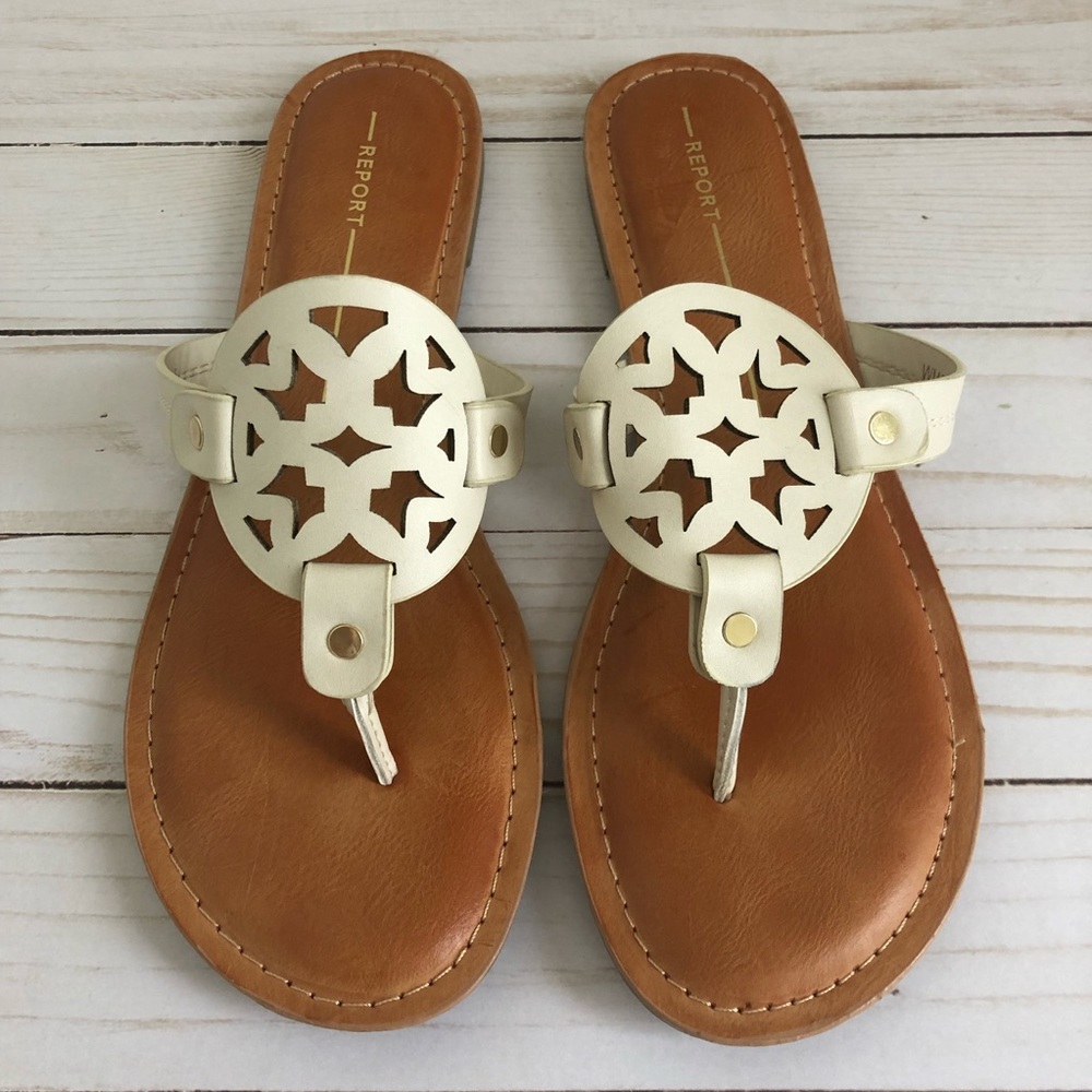 Size 8.5 Report cream sandals